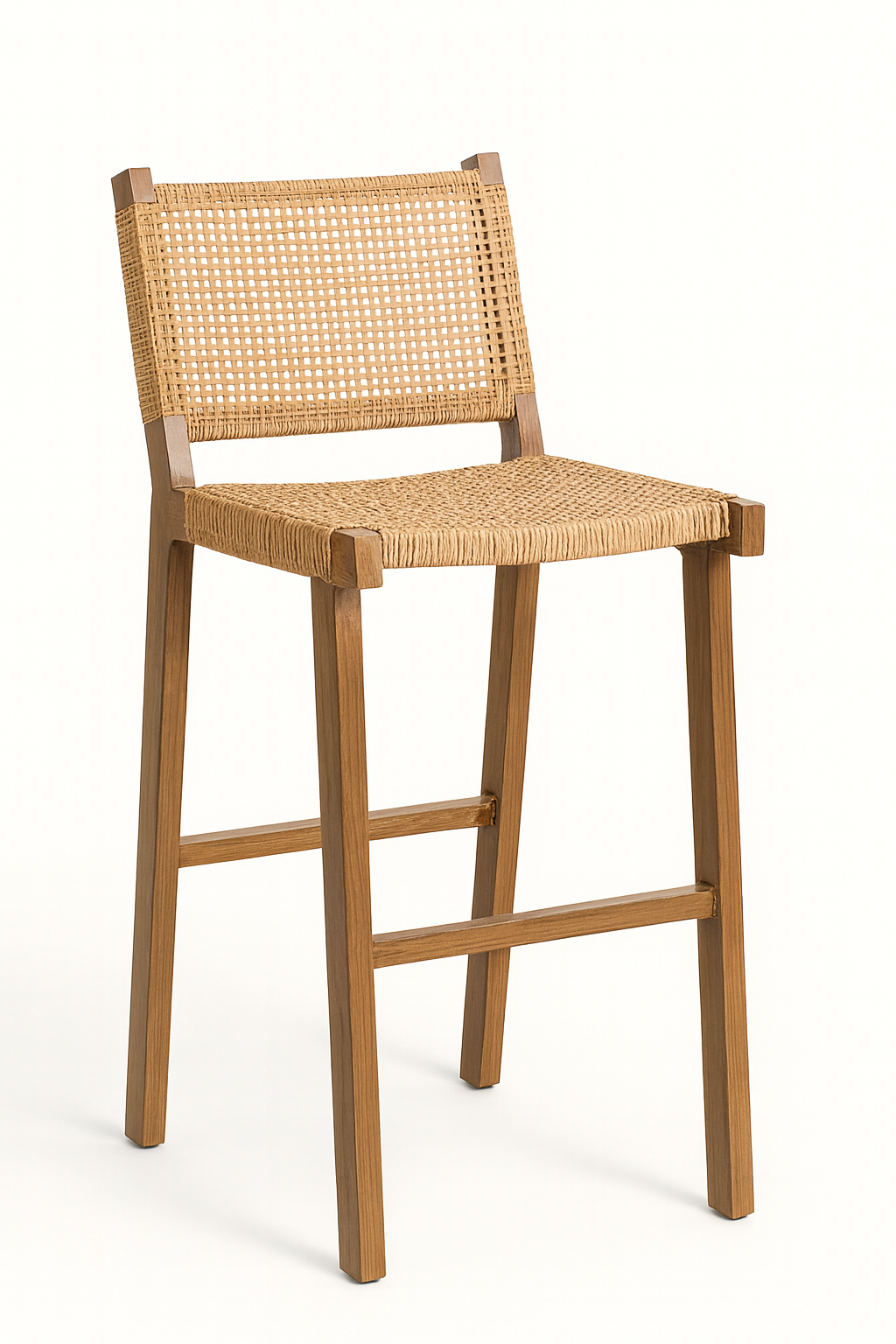 Flamingo Bar Chair in solid wood with natural cane woven seat and backrest – Cozyology Furniture Egypt