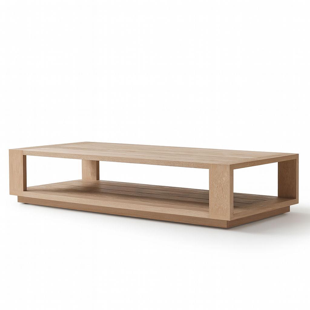 Girona Coffee Table in natural solid wood with open-frame modern design – Cozyology Furniture Egypt