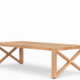 Valencia Coffee Table in natural solid wood with slatted top and X-frame sides – Cozyology Furniture Egypt