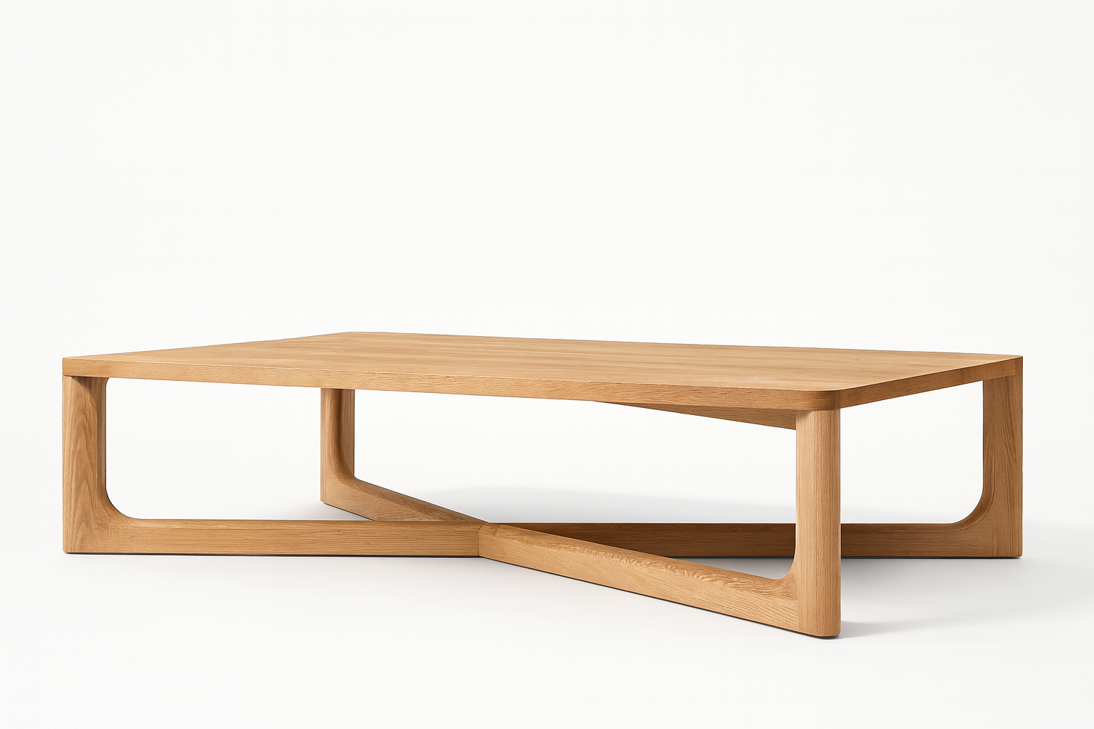 XLine Coffee Table in natural solid wood with sculptural crossing base – Cozyology Furniture Egypt