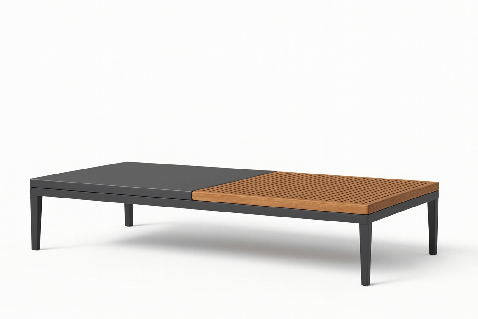 Electro Coffee Table with metal top and slatted wood surface – Cozyology Furniture Egypt