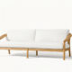Nara Sofa – modern solid wood sofa with natural rattan back and white cushions by Cozyology Furniture Egypt