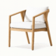 Nara Dining Chair – solid wood dining chair with natural rattan back and white fabric seat by Cozyology Furniture Egypt