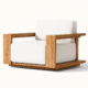 Reve Chair – modern solid wood lounge chair with white cushions by Cozyology Furniture Egypt