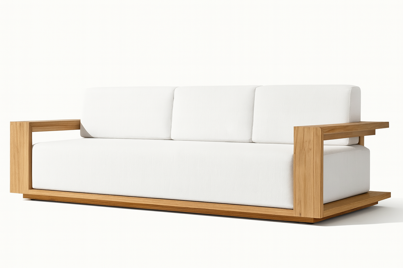 Reve Sofa – modern solid wood sofa with white cushions by Cozyology Furniture Egypt