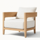 Curve Chair – minimalist solid wood armchair with white upholstery by Cozyology Furniture Egypt