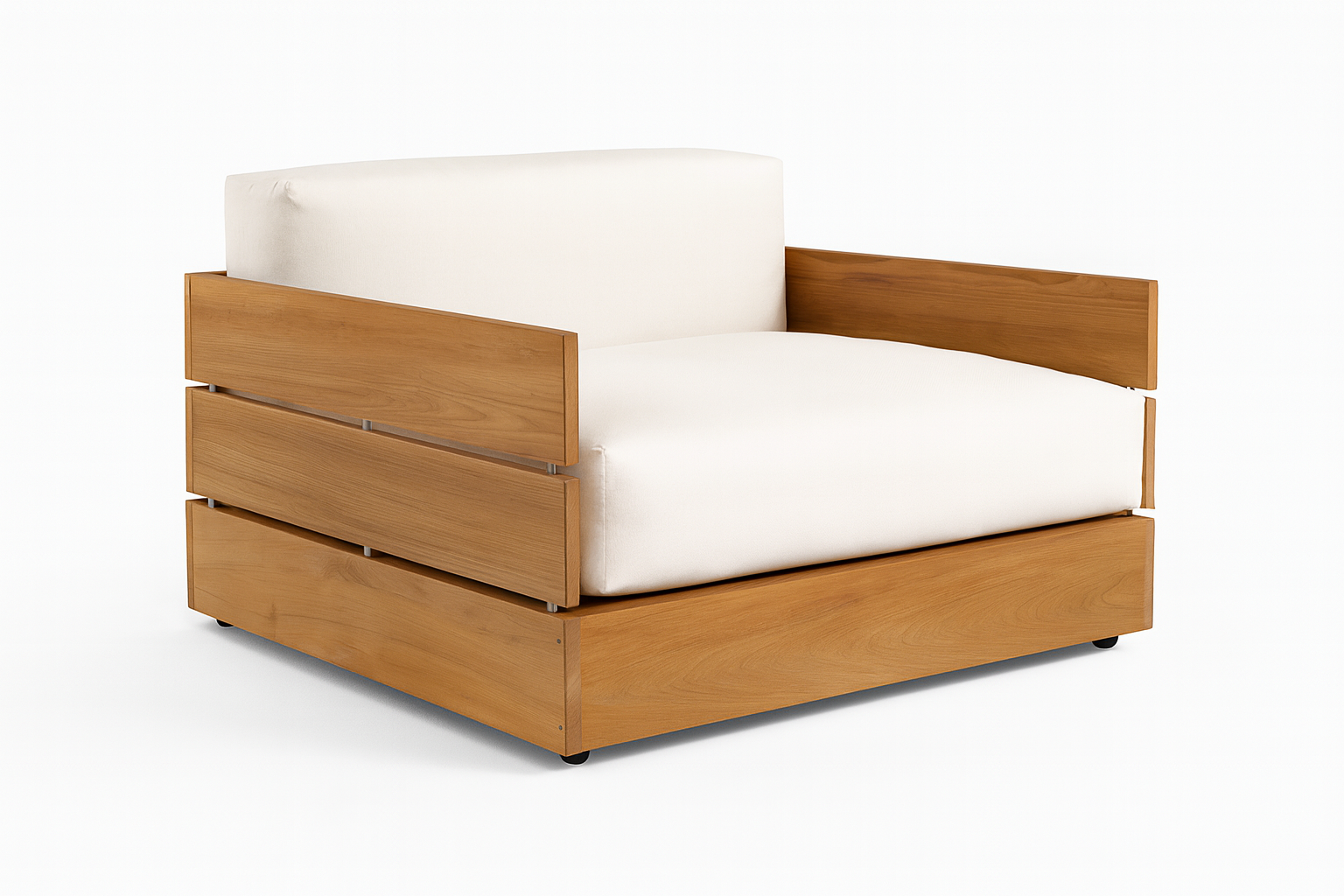 Italy Chair – solid wood lounge chair with white cushions and modern Italian design by Cozyology Furniture Egypt