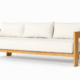 “Oxford Sofa – modern wooden sofa with white cushions by Cozyology Furniture Egypt.”