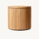 Michigan Side Table by Cozyology Furniture Egypt – round fluted solid wood side table, minimalist organic design, suitable for indoor and outdoor use.