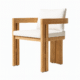 Oxford Dining Chair with natural wood frame and outdoor-grade white cushions by Cozyology Furniture Egypt