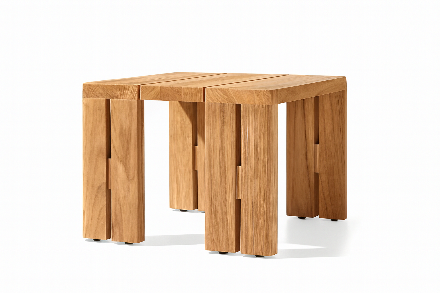Oxford Side Table in natural solid wood with modern architectural legs by Cozyology Furniture Egypt