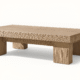 Bahia Coffee Table by Cozyology Furniture Egypt – minimalist solid wood coffee table with block legs and natural finish, suitable for indoor and outdoor use, available in Pitch Pine or Mosky wood