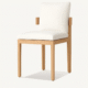 Curve Essential Chair – solid Mosky wood armless dining chair with white upholstered cushion by Cozyology Furniture Egypt
