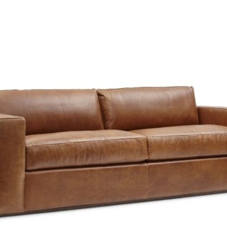 Dark leather modern lounge sofa with clean lines