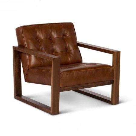 KOVA Chair structured lounge armchair with leather upholstery and solid wood frame