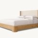 Lexham upholstered bed with wooden frame and fabric headboard