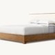 Lure upholstered bed in oak veneer wood with fabric headboard