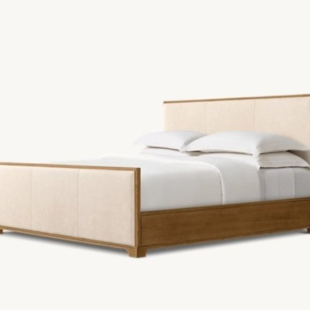 Lure comfy bed in oak veneer with upholstered headboard and footboard