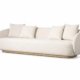 Tova outdoor sofa with natural wood base and outdoor leather fabric