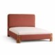 Rinoa upholstered bed in terracotta fabric with solid wood frame on white background