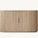 Avenor sideboard with natural marble top and fluted zan wood body on white background