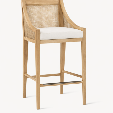 Faya bar chair Egypt made from Zan wood with cane back and upholstered seat