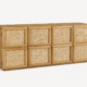 Brume sideboard Egypt with natural wood body and cane panel doors