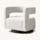 Ease lounge chair with sculptural upholstered design and swivel base in a modern interior style