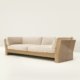 Melt sofa with solid wood frame and upholstered cushions in a modern Japandi interior style