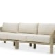KANT sofa in zan wood with natural cane panels and linen upholstery