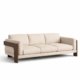 Cayn sofa with solid wood arms and upholstered seating in a modern Japandi interior style