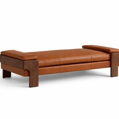 Edgeless leather daybed with solid wood frame and clean modern design in a contemporary interior style