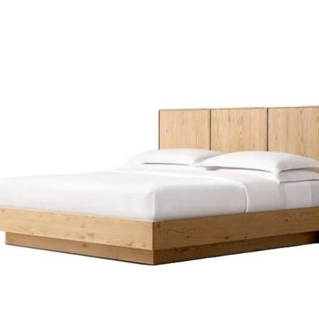 Arco panel bed with wooden frame and panel headboard