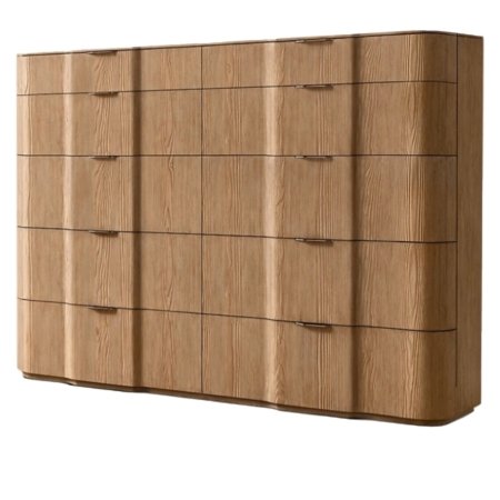 Core grand dresser with curved wooden body and multiple drawers