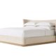 Keno bed with upholstered frame and wooden base
